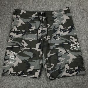 Fox Racing Camo Board Shorts Mens 36 Swim Trunks Gray Camouflage